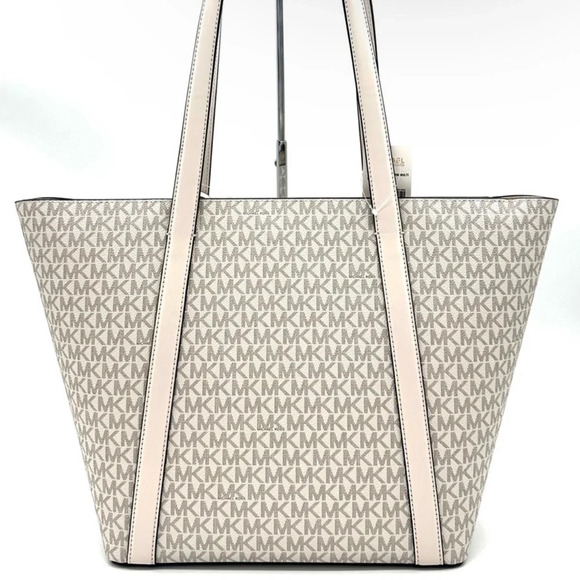 Michael Kors Pratt Large Signature Logo Tote Bag Light Cream Multi - Picture 5 of 11